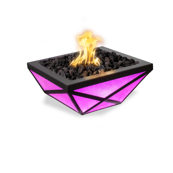 Gladiator Powder Coated Metal LED Fire Bowl in Pink