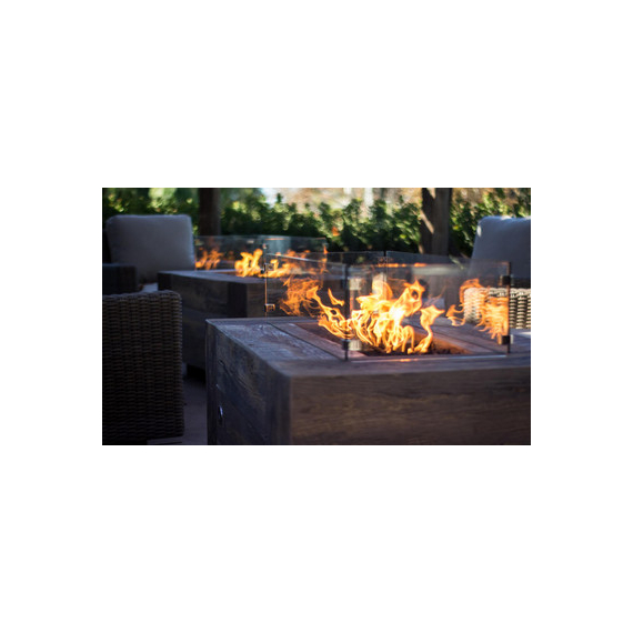 OTP Tempered Glass Wind Guard on a Fire Table