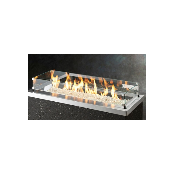 OTP Wind Guard Tempered Glass displayed on a Rectangular Fire Pit