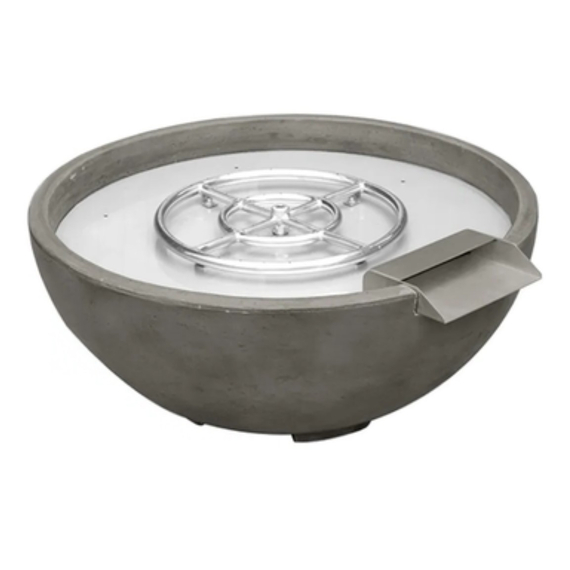 30" Adobe GFRC Gas Fire & Water Bowl in Grey