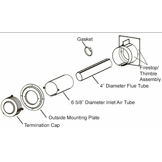 Empire Horizontal 4" x 6 5/8" Vent Kit With Small Beige Cap Components