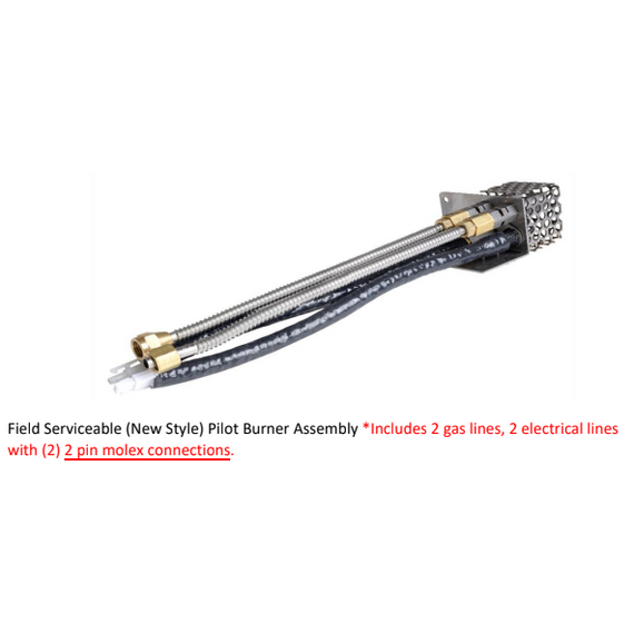 Fire By Design 12" Long 2019 Pilot Burner Assembly | Field Serviceable | 30 VDC - 2 Gas Lines (2 PIN)