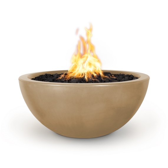 Luna Round GFRC Concrete Fire Bowl in Brown
