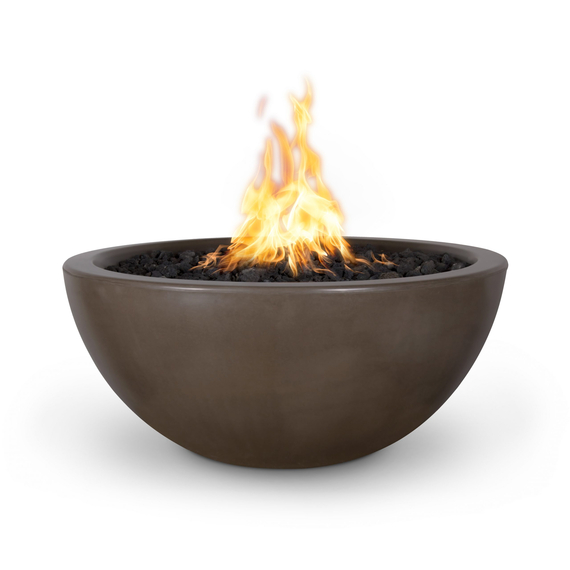Luna Round GFRC Concrete Fire Bowl in Chocolate