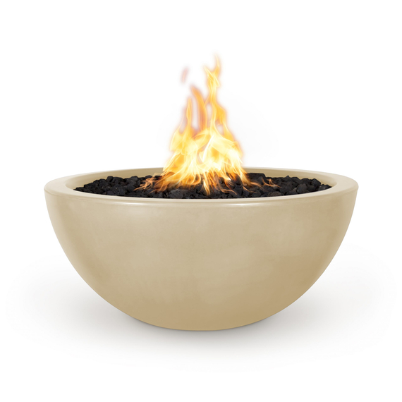 Luna Round GFRC Concrete Fire Bowl in Vanilla