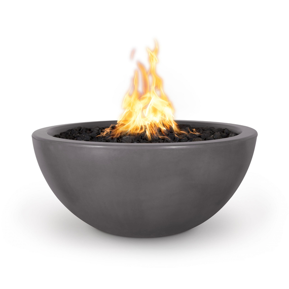 Luna Round GFRC Concrete Fire Bowl in Chestnut