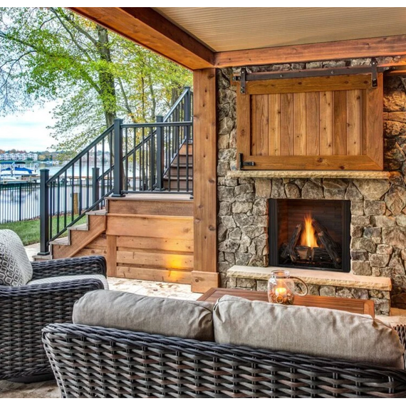 Outdoor Lifestyle Courtyard 36" Outdoor Gas Fireplace with Premium Traditional Brick interior and High Definition Logs