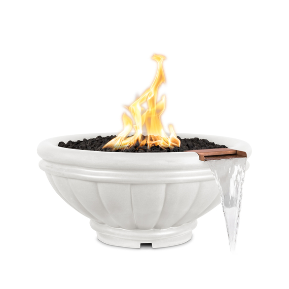 Roma Round GFRC Concrete Fire and Water Bowl in Limestone