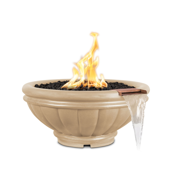 Roma Round GFRC Concrete Fire and Water Bowl in Vanilla