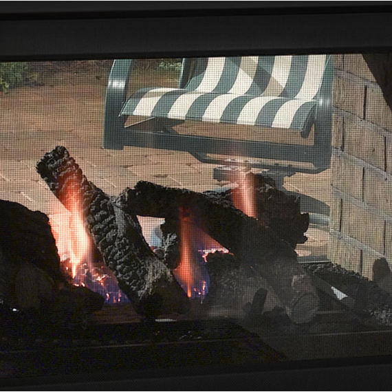 Outdoor Lifestyle Twilight 36" Indoor/Outdoor See-Through Gas Fireplace Shown With Firescreen Front