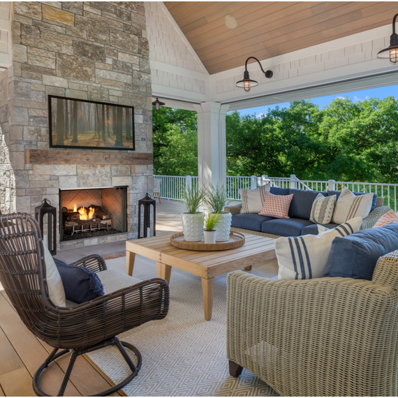 Outdoor Lifestyle Vesper 36" Herringbone Concrete Outdoor Gas Fireplace Installed