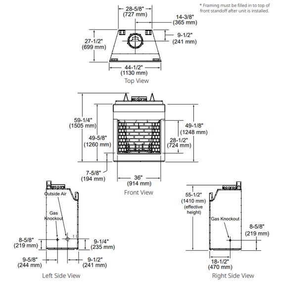 Majestic Cottagewood 36" Spec Sheet