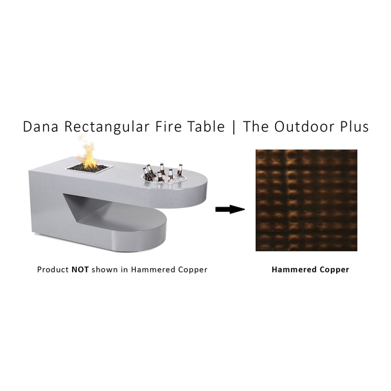 The Outdoor Plus Dana Rectangular Hammered Copper Fire Table