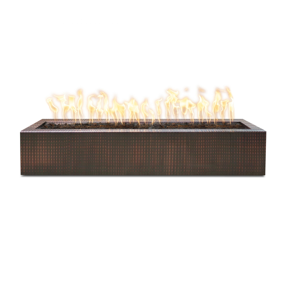 The Outdoor Plus Eaves Rectangular Hammered Copper Fire Pit
