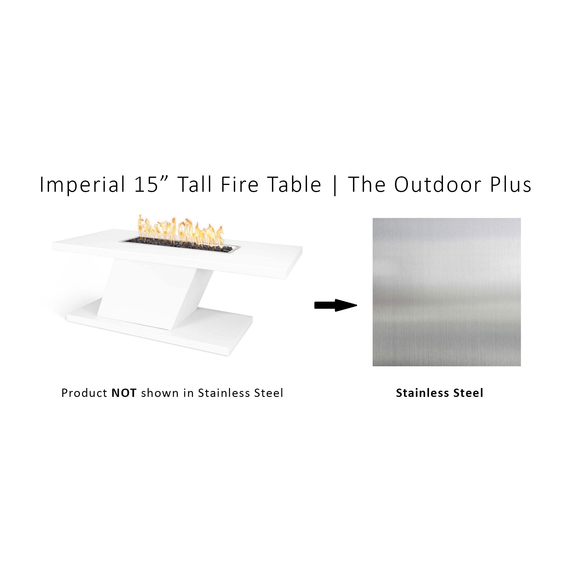 The Outdoor Plus Imperial Rectangular 15" Tall Stainless Steel Fire Table