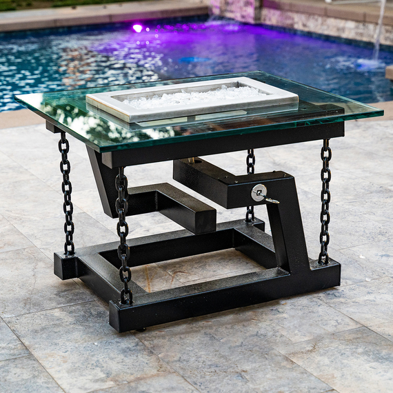 The Outdoor Plus Newton Chain Support Powder Coated Metal Fire Table