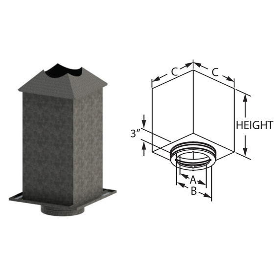 Square Ceiling Support Box with Collar Size