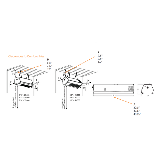 SupremeSchwank 2300 Series Single Stage Model 2313 Marine Grade SS Black - High Temperature | 35,000 BTU Dimensions