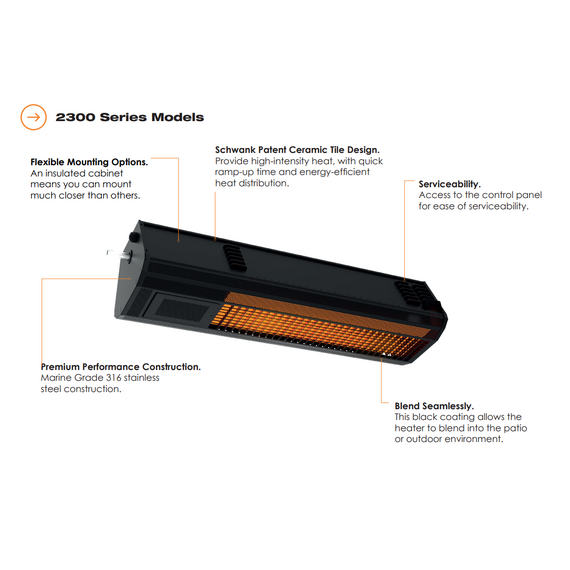 SupremeSchwank 2300 Series Single Stage Model 2313 Marine Grade SS Black - High Temperature | 35,000 BTU Features