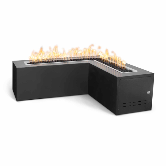 The Outdoor Plus Whitney L-Shaped Powder Coated Metal Fire Table