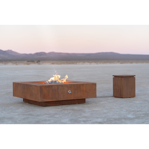 Cabo Square Fire Pit in Corten Steel Finish byt the desert lifestyle