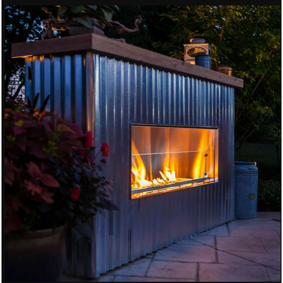 Firegear Outdoors LED Kalea Bay 60 Inches Linear Outdoor Fireplace | OFP-60LECO-PLED In Use