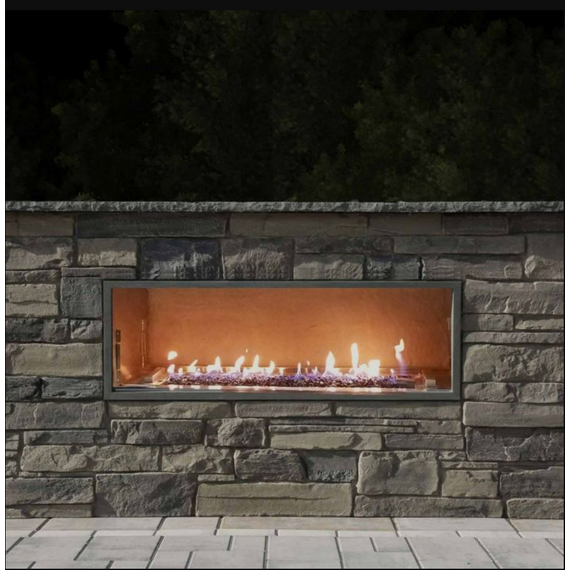 Firegear Outdoors LED Kalea Bay 60 Inches Linear Outdoor Fireplace | OFP-60LECO-PLED Outdoor In Use