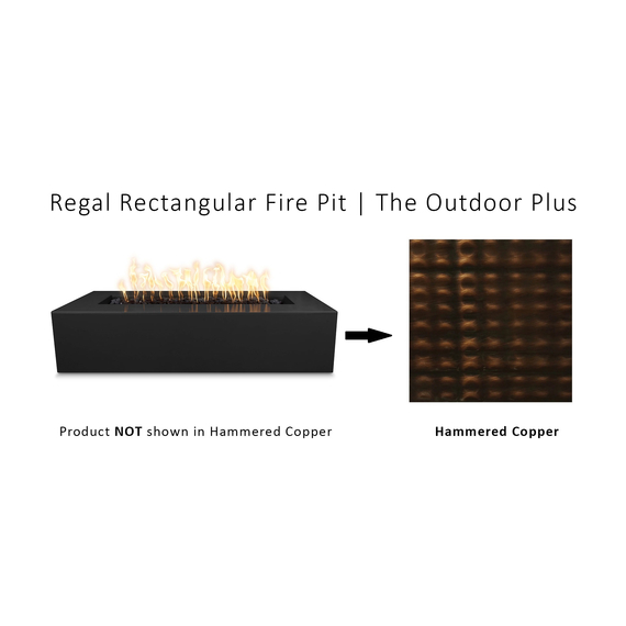 The Outdoor Plus Regal Rectangular Hammered Copper Fire Pit