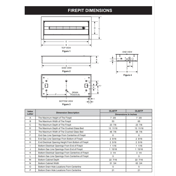 Billow Rectangular Powder Coated Metal Fire Pit Specifications