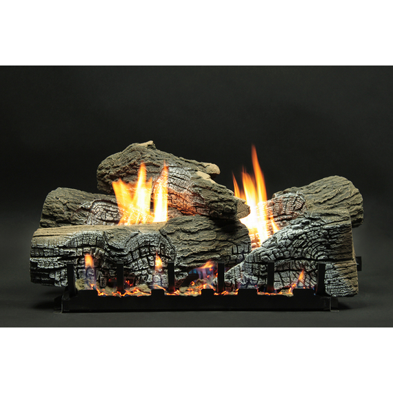 White Mountain Hearth Birch Burncrete Gas Log Set (LS24CB) with Vent-Free Slope Glaze Burner System (VFSR-24)