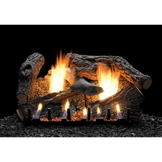 White Mountain Hearth Super Sassafras Refractory Log Set (LS24RSS) with Vent-Free Slope Glaze Burner System (VFSR-24)
