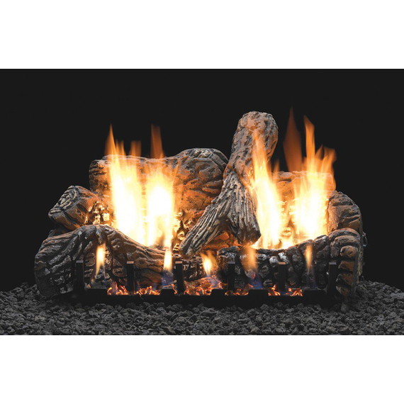 White Mountain Hearth Super Charred Oak 24" Gas Log Set (LS24C2S) with Vent-Free Slope Glaze Burner System (VFSR-24)