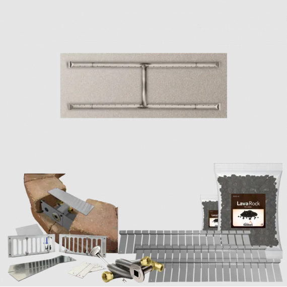 Firegear 30” to 34” SRW/Paver Kits Linear H Flat Match Throw Ignition Stainless Steel Series | LOF