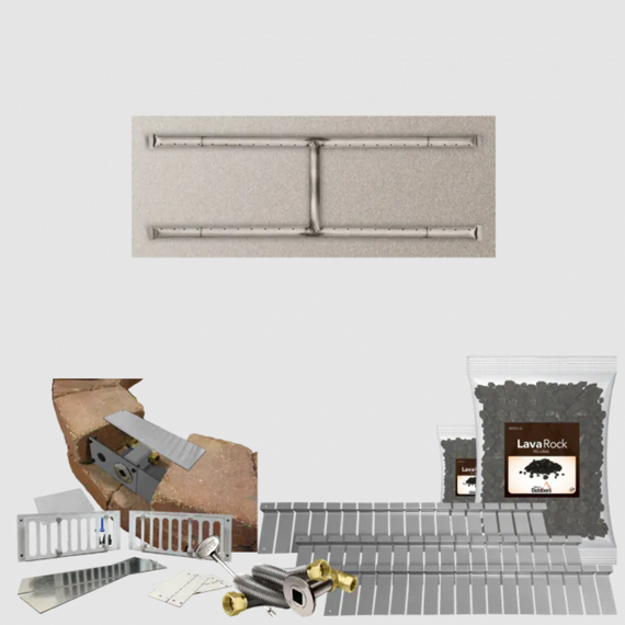 Firegear 36" to 40" SRW/Paver Kits Linear H Flat Match Throw Ignition Stainless Steel Series | LOF