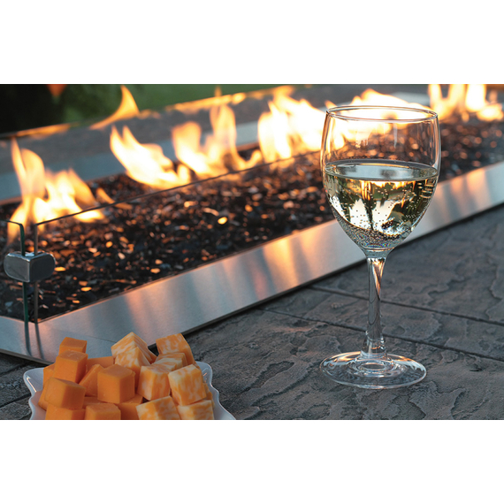 Carol Rose Coastal Collection Linear 48" Outdoor Fire Pit with wind deflector close up