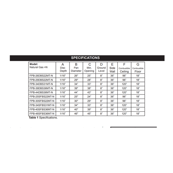 Firegear Round Flat Stainless Steel Burner Systems | FPB MT Specifications