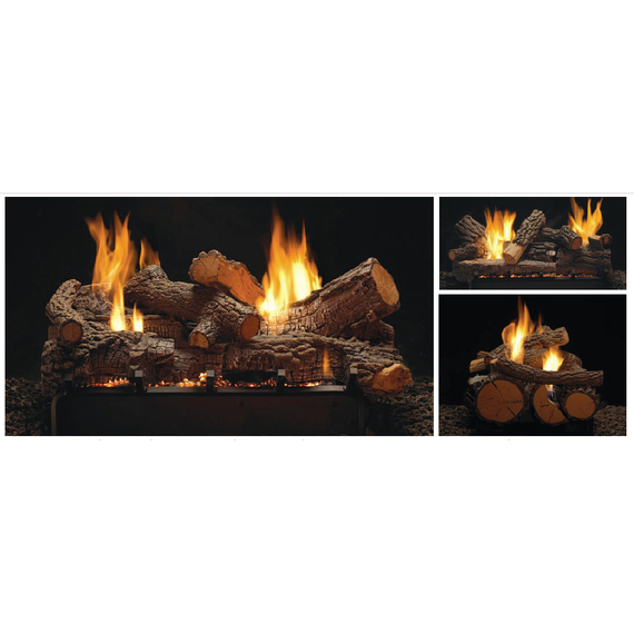Refractory Multi-Sided Rock Creek Log Set (Opposite Side View and End View to the right)