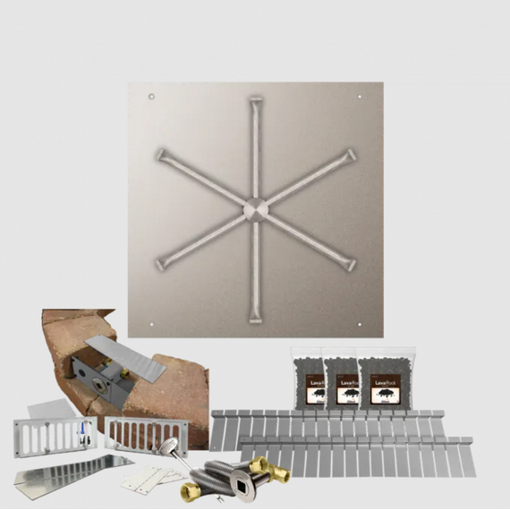 Firegear 25" to 28" SRW/Paver Kits Square Spur Flat Match Throw Ignition Stainless Steel Series | FPB