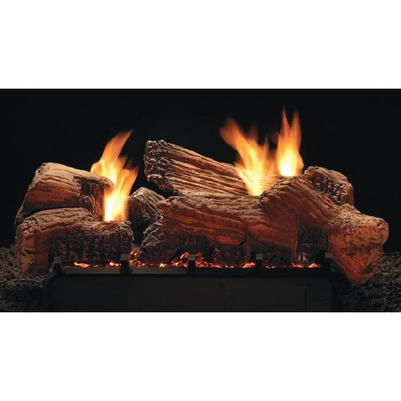 White Mountain Hearth Stone River 24" Gas Log Set (LSU24SF) with Vent-Free Slope Glaze Vista Burner System (VFSUR24N)