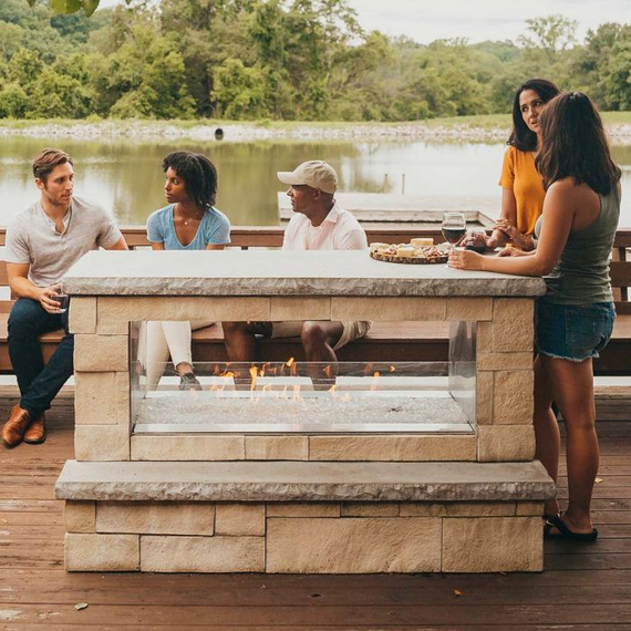 Carol Rose Coastal Collection Linear See-Through 60" Outdoor Fireplace in outdoor party