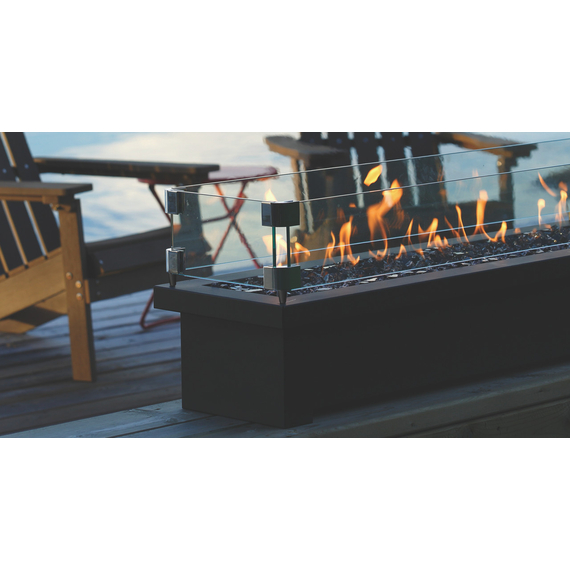 Barbara Jean Collection 24" Linear Outdoor Fire Stand OFS24MAPT in Lanai with Chairs