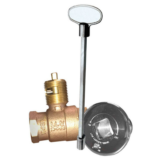 Firegear High Capacity Straight Key Valve with Polished Chrome Cover and 12" Key | KV-PC-12