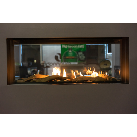 Sierra Flame Lyon 48-Inch See-Through Gas Fireplace with Full 360° View, Four-Sided Configuration