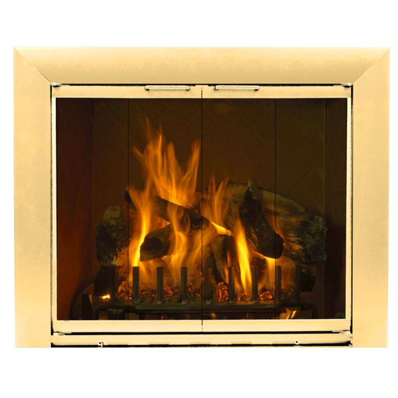 Polished Brass Sunlight Custom Size Masonry Fireplace Door With Damper Option