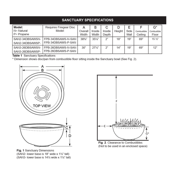 Firegear 39" Pro Series Sanctuary 2 Fire Bowl | SAN2-34DPS Specifications