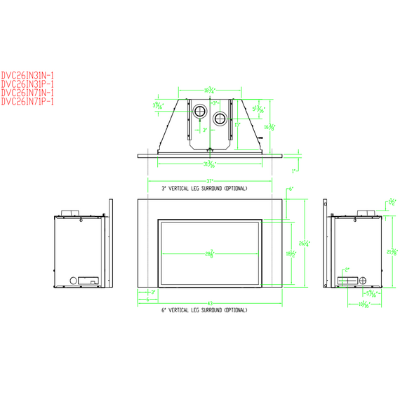 White Mountain Hearth Innsbrook Medium Clean-Face Direct Vent Gas Fireplace Insert Spec Sheet