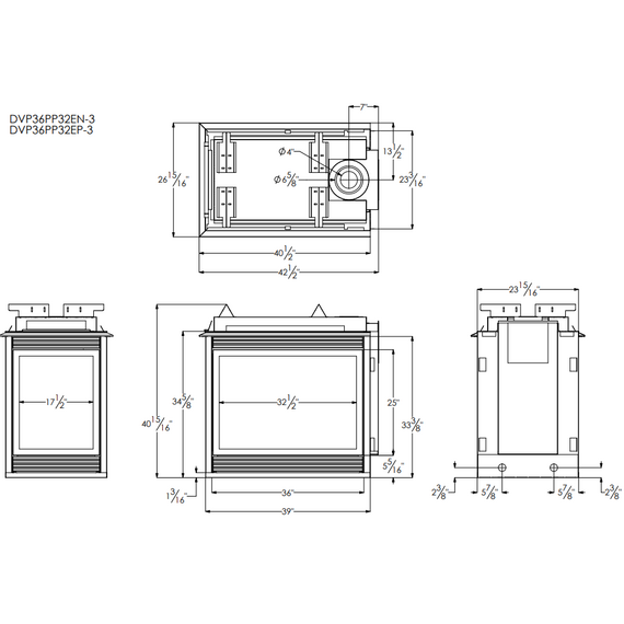 White Mountain Hearth Tahoe Clean Face Premium Peninsula 36" Direct Vent Gas Fireplace Spec Sheet
