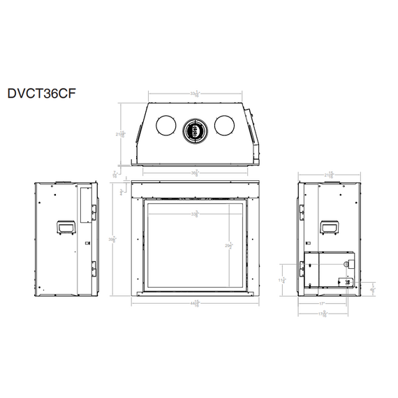 White Mountain Hearth Rushmore 36" Clean Face Direct Vent Gas Fireplace Dimension