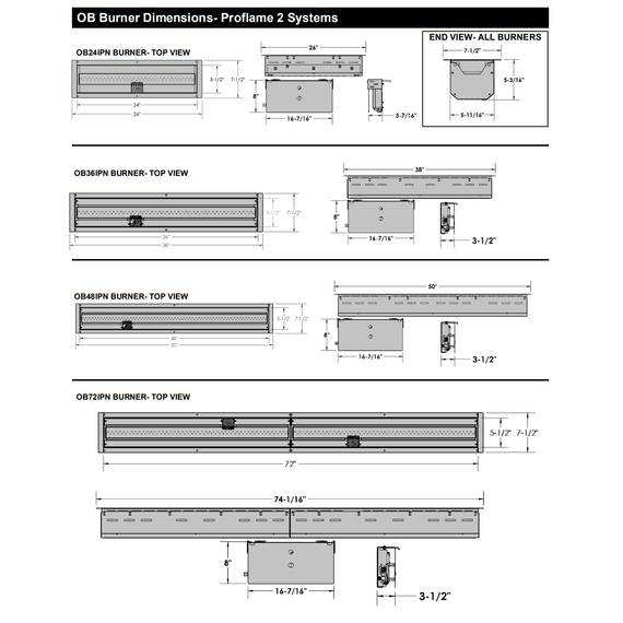 Barbara Jean Collection 48" Linear Outdoor Burner System OB48 Specifications for IPI