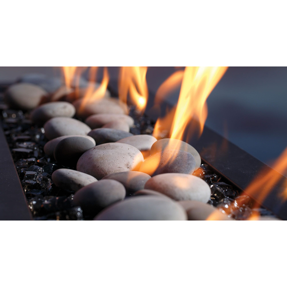 Barbara Jean Collection 24" Linear Outdoor Fire Stand OFS24MAPT with decorative stones